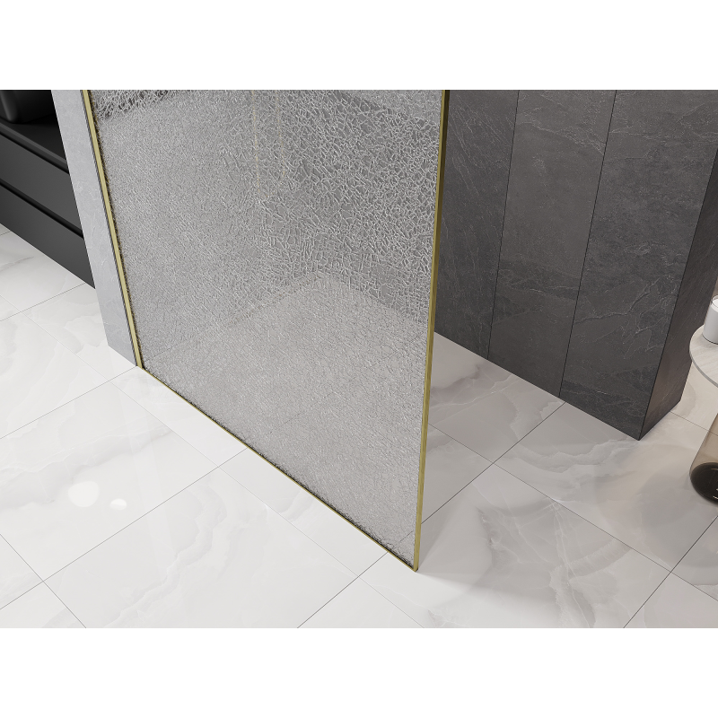 Mexen Kioto Walk-in zuhanyfal 130 x 200 cm, áttetsző crackle 12 mm, arany kefélt - 800-130-101-55-04-X