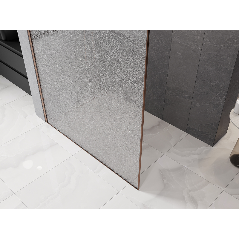 Mexen Kioto Walk-in zuhanyfal 120 x 200 cm, crackle átlátszó 12 mm, kefeolt réz - 800-120-101-65-04-X