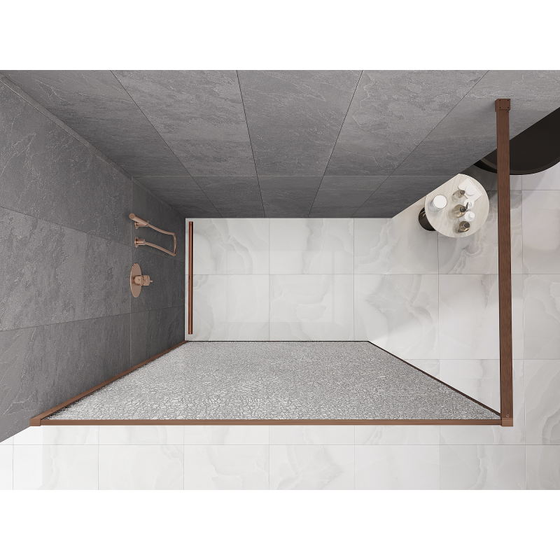 Mexen Kioto Walk-in zuhanyfal 110 x 200 cm, crackle átlátszó 12 mm, selyemfényű réz - 800-110-101-65-04-X