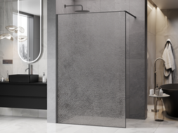 Mexen Kioto Walk-in zuhanyfal 100 x 200 cm, crackle átlátszó 12 mm, gun gray kefe - 800-100-101-66-04-X