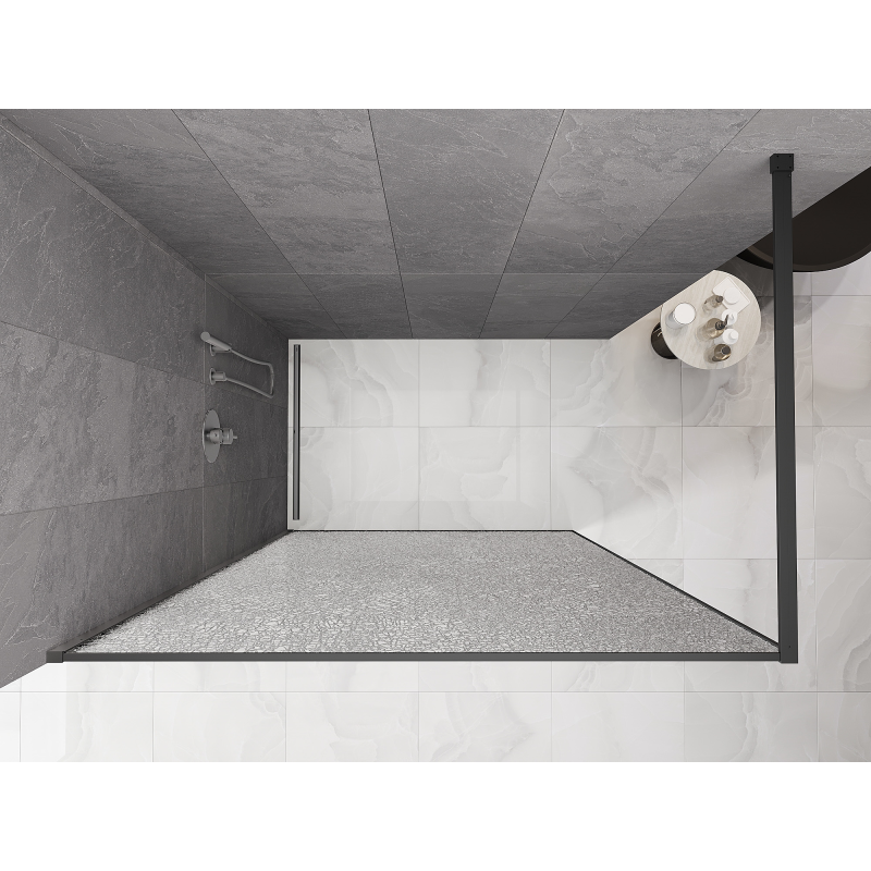 Mexen Kioto Walk-in zuhanyfal 100 x 200 cm, crackle átlátszó 12 mm, gun metal - 800-100-101-95-04-X
