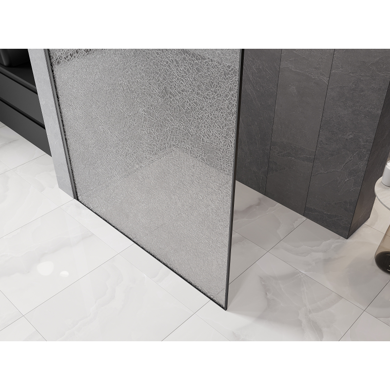 Mexen Kioto perete de duș Walk-in 90 x 200 cm, crackle transparent 12 mm, metal mat - 800-090-101-95-04-X
