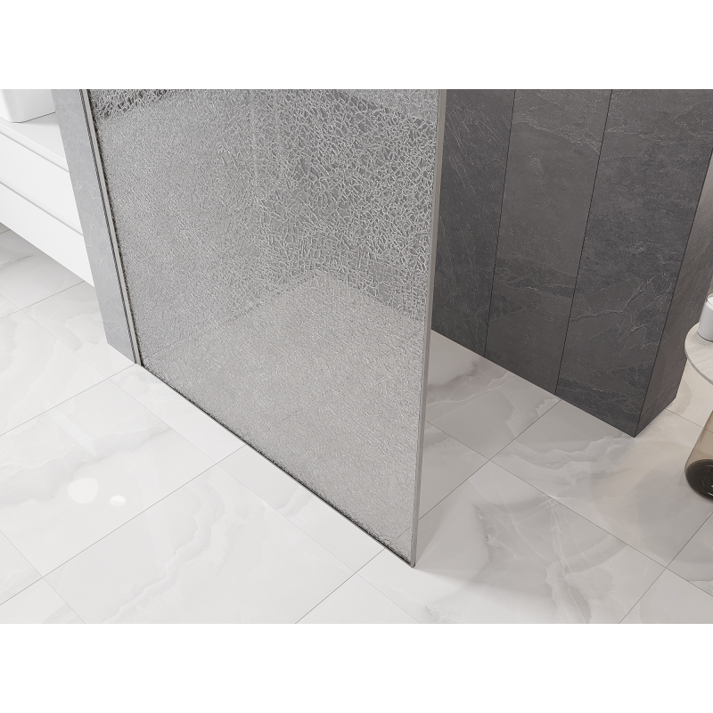 Mexen Kioto perete de duș Walk-in 120 x 200 cm, crackle transparent 12 mm, nichel periat - 800-120-101-97-04-X
