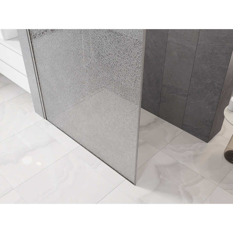 Mexen Kioto Walk-in zuhanyfal 120 x 200 cm, crackle átlátszó 12 mm, kefélt nikkel - 800-120-101-97-04-X