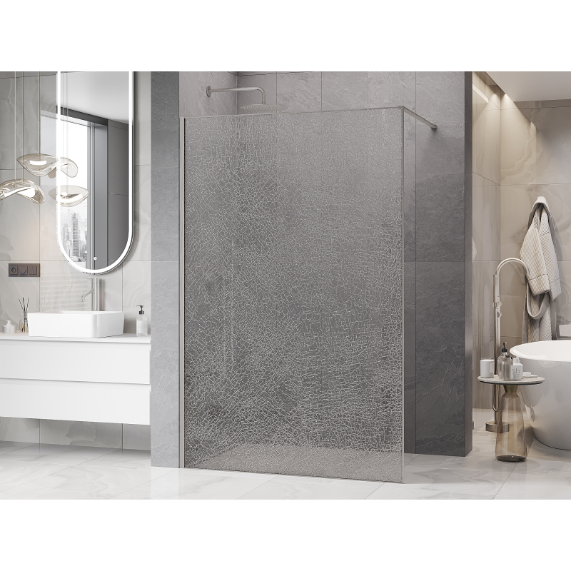 Mexen Kioto perete de duș Walk-in 160 x 200 cm, crackle transparent 12 mm, nichel periat - 800-160-101-97-04-X