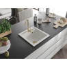 Mexen Vito chiuvetă de granit cu 1 compartiment cu baterie de bucătărie Telma, albă - 6503-20-670200-50