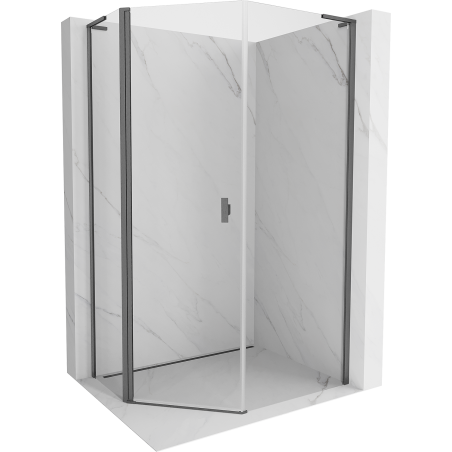 Mexen Mist L cabină de duș pentagonală asimetrică pivotantă 80x90 cm transparent gri armă periat - 8A8L-080-090-66-00