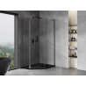 Mexen Mist L cabină de duș pentagonală asimetrică pivotantă 80x90 cm transparent gri armă periat - 8A8L-080-090-66-00