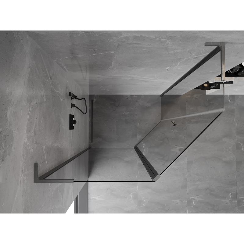 Mexen Mist L cabina de duș pentagonală asimetrică cu balamale 100x90 cm transparent gri metalic periat - 8A8L-100-090-66-00