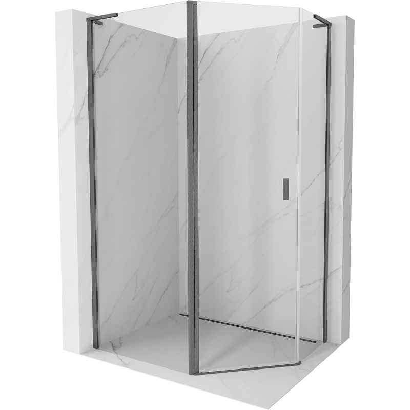 Mexen Mist L cabina de duș pentagonală asimetrică cu balamale 100x90 cm transparent gri metalic periat - 8A8L-100-090-66-00