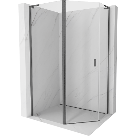 Mexen Mist L cabina de duș pentagonală asimetrică cu balamale 100x90 cm transparent gri metalic periat - 8A8L-100-090-66-00