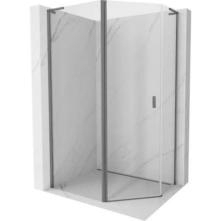 Mexen Mist L cabina de duș pentagonală asimetrică rabatabilă 100 x 90 cm, transparent, gun metal - 8A8L-100-090-95-00