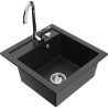 Mexen Vito chiuvetă de granit cu o singură cuvă cu robinet de bucătărie Telma, negru/argintiu metalic - 6503-73-670200-00