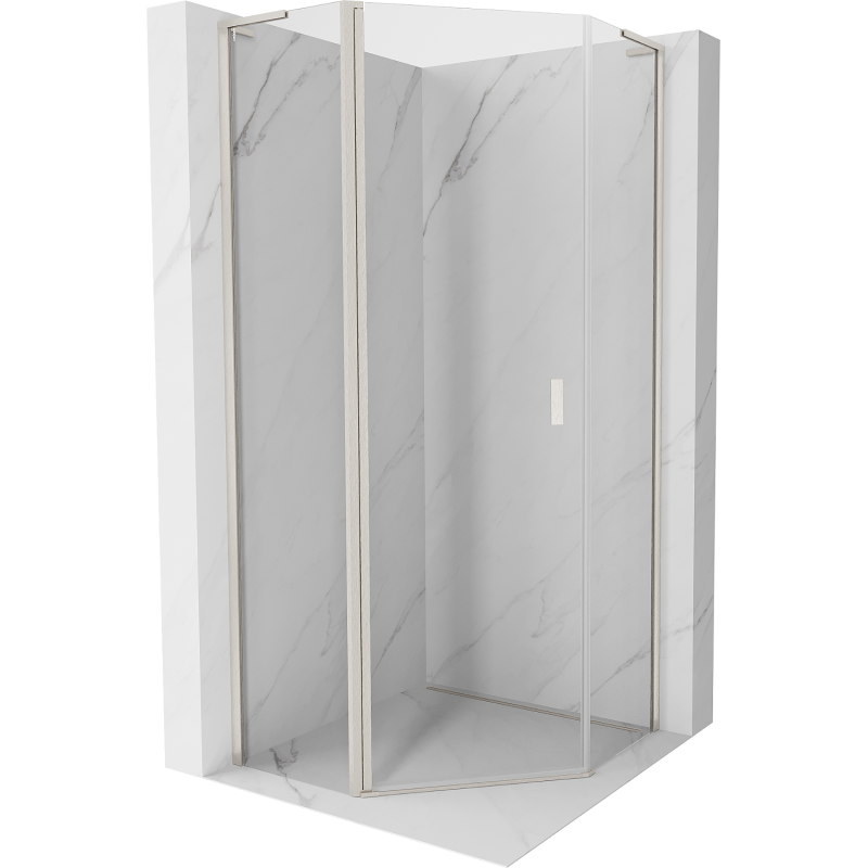 Mexen Mist L cabină de duș pentagonală cu uși pivotante 90 x 90 cm, transparent, nichel periat - 8A8L-090-090-97-00