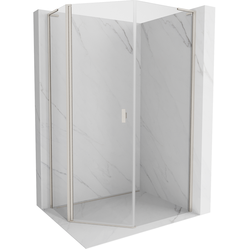 Mexen Mist L cabina de duș pentagonală asimetrică cu ușă batantă 90 x 100 cm transparent nichel periat