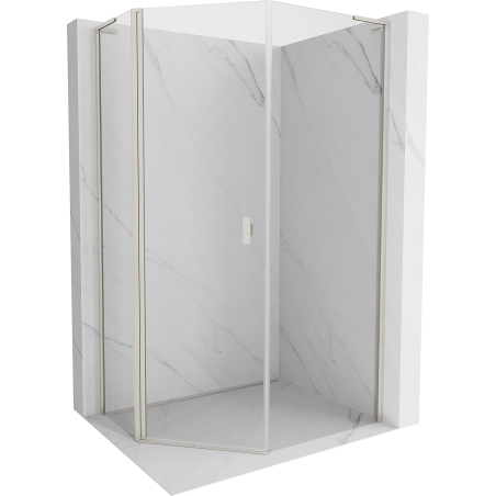 Mexen Mist L cabina de duș pentagonală asimetrică cu ușă batantă 90 x 100 cm transparent nichel periat