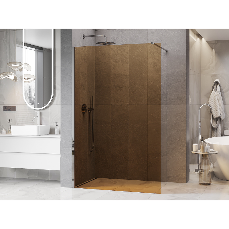 Mexen Kioto panou de duș Walk-in 100 x 200 cm, bronz 8 mm, crom - 800-100-101-01-32
