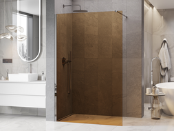 Mexen Kioto Walk-in zuhanyfal 100 x 200 cm, bronz 8 mm, króm - 800-100-101-01-32