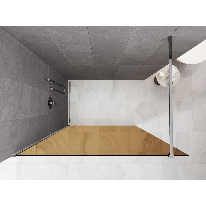 Mexen Kioto Walk-in zuhanyfal 130 x 200 cm, bronz 8 mm, króm - 800-130-101-01-32
