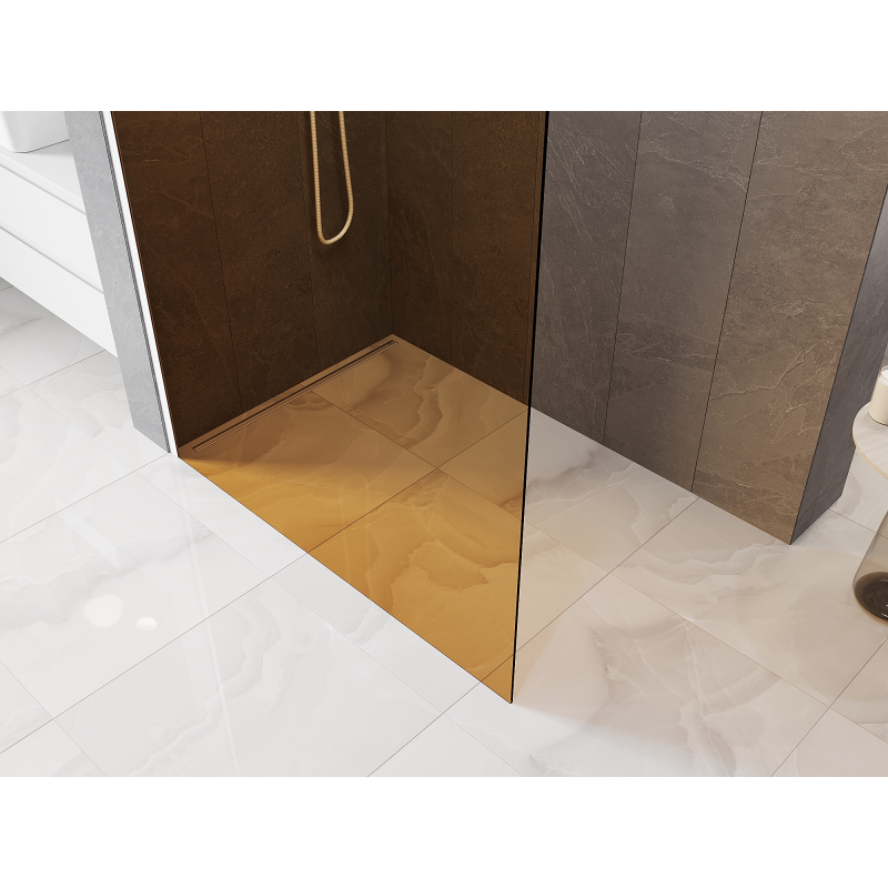 Mexen Kioto 130 x 200 cm-es Walk-in zuhanyfal, bronz 8 mm, fehér - 800-130-101-20-32