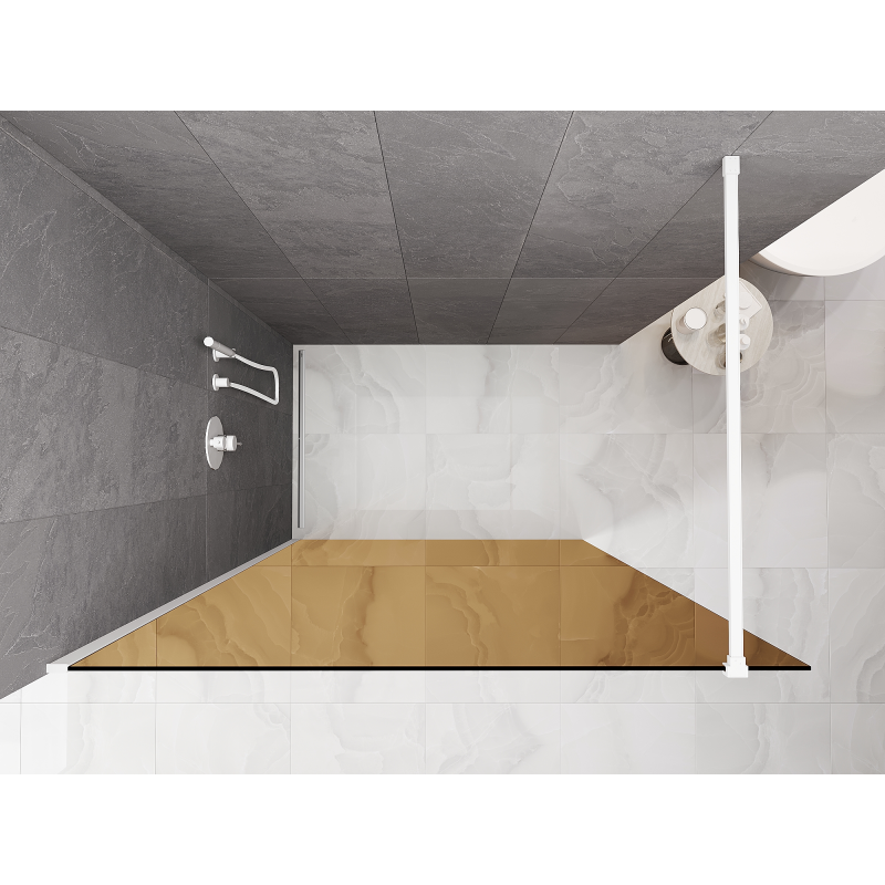 Mexen Kioto 130 x 200 cm-es Walk-in zuhanyfal, bronz 8 mm, fehér - 800-130-101-20-32