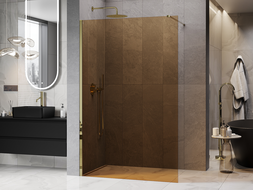 Mexen Kioto Walk-in zuhanyfal 80 x 200 cm, bronz 8 mm, arany - 800-080-101-50-32