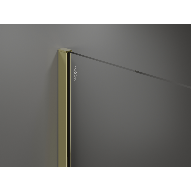Mexen Kioto Walk-in zuhanyfal 130 x 200 cm, 8 mm barna, arany - 800-130-101-50-32