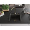 Mexen Vito chiuvetă de bucătărie din granit cu 1 cuvă cu baterie Telma, negru/auriu metalizat - 6503-75-670200-50