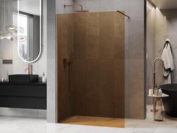Mexen Kioto Walk-in zuhanyfal 90 x 200 cm, bronz 8 mm, csiszolt réz - 800-090-101-65-32