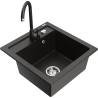 Mexen Vito chiuvetă de granit cu 1 cameră cu baterie de bucătărie Telma, negru/auriu metalizat - 6503-75-670200-70