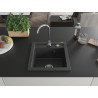 Mexen Vito chiuvetă de granit cu 1 compartiment și baterie de bucătărie Telma, negru cu pete - 6503-76-670200-00
