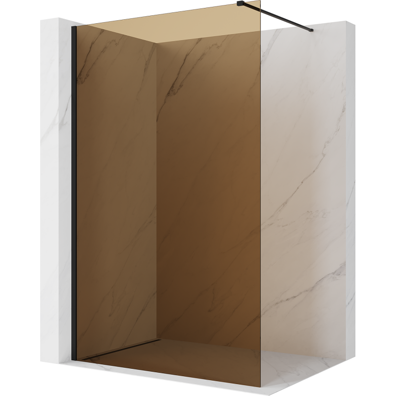 Mexen Kioto Walk-in zuhanyfal 80 x 200 cm, bronz 8 mm, fekete - 800-080-101-70-32