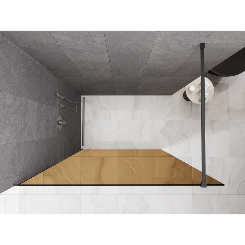 Mexen Kioto Walk-in zuhanyfal 130 x 200 cm, bronz 8 mm, gun metal - 800-130-101-95-32