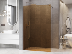 Mexen Kioto Walk-in zuhanyfal 90 x 200 cm, 8 mm bronz, sörtézett nikkel - 800-090-101-97-32