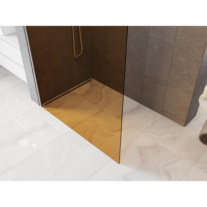 Mexen Kioto Walk-in zuhanyfal 130 x 200 cm, bronz 8 mm, matt nikkel - 800-130-101-97-32