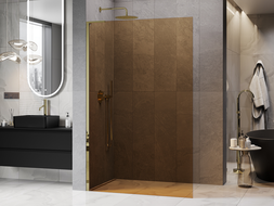 Mexen Kioto L Walk-in zuhanyfal 70 x 200 cm, bronz, arany - 800-070-103-50-32