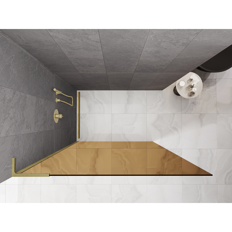 Mexen Kioto L Perete de duș Walk-in 90 x 200 cm, bronz, auriu periat - 800-090-103-55-32