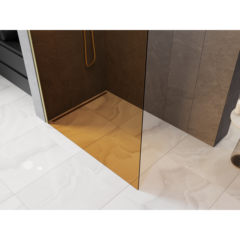 Mexen Kioto L Walk-in zuhanyfal 110 x 200 cm, bronz, arany csiszolt - 800-110-103-55-32