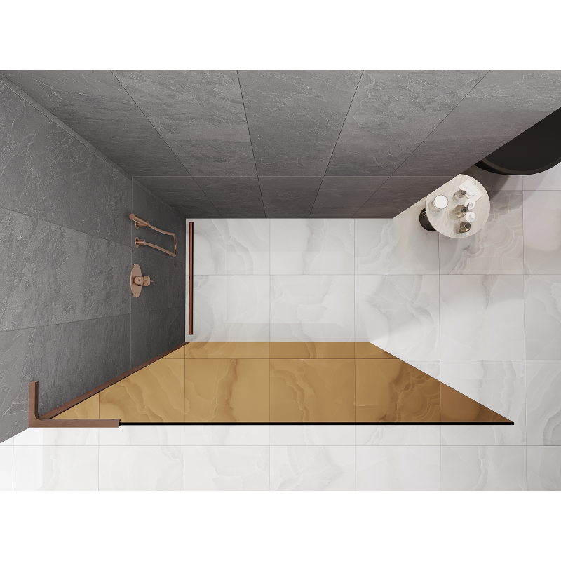 Mexen Kioto L Walk-in zuhanyfal 80 x 200 cm, bronz, kefélt réz - 800-080-103-65-32