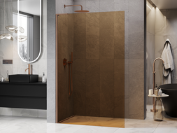 Mexen Kioto L Walk-in zuhanyfal 120 x 200 cm, bronz, csiszolt réz - 800-120-103-65-32