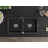 Mexen Mario chiuvetă de bucătărie din granit cu 2 compartimente cu baterie de bucătărie Telma, negru/auriu - 6504-75-670200-70