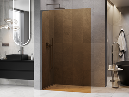 Mexen Kioto L zuhanyfal Walk-in 110 x 200 cm, barna, gun metal - 800-110-103-95-32