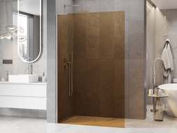 Mexen Kioto L 110 x 200 cm-es walk-in zuhanyfal, barna, kefélt nikkel - 800-110-103-97-32
