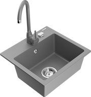Mexen Milo chiuvetă de granit cu 1 cuvă și baterie de bucătărie Telma, gri - 6505-71-670200-71