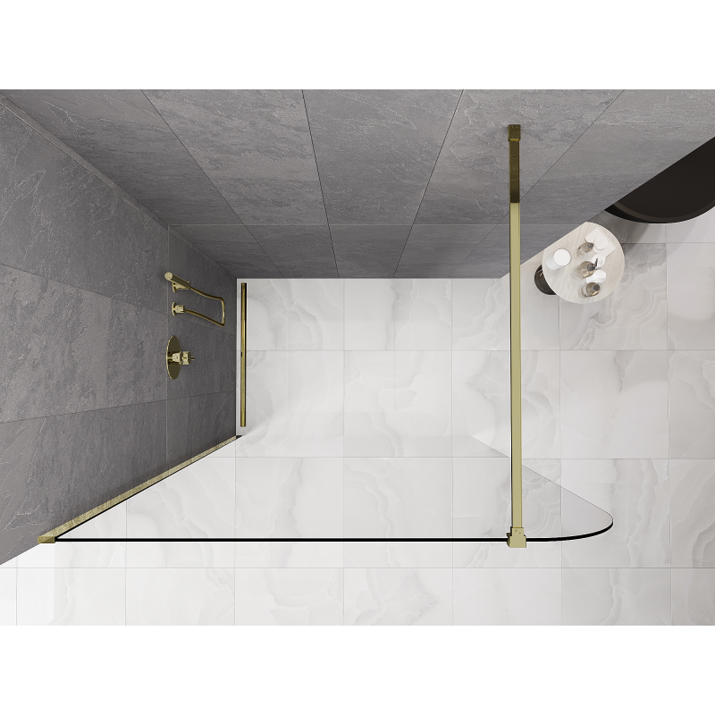 Mexen Kioto-P Walk-in zuhanyfal 120 x 200 cm, átlátszó 8 mm, arany - 800-120-101-50-00-P