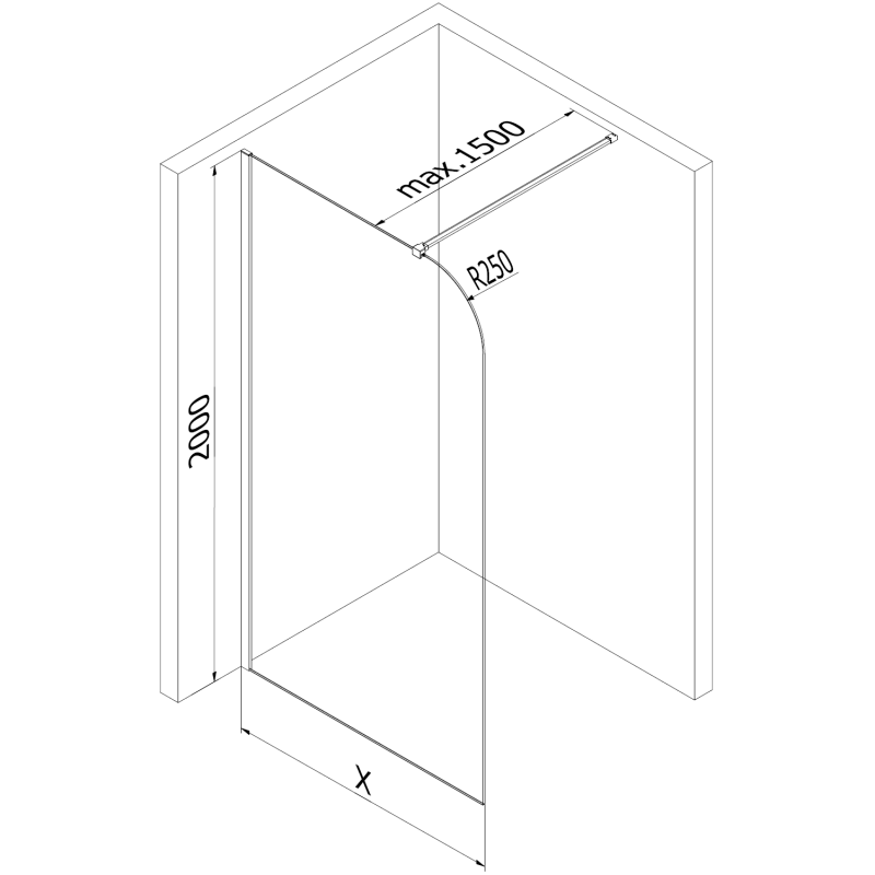 Mexen Kioto-P perete de duș Walk-in 120 x 200 cm, transparent 8 mm, aur roz - 800-120-101-60-00-P
