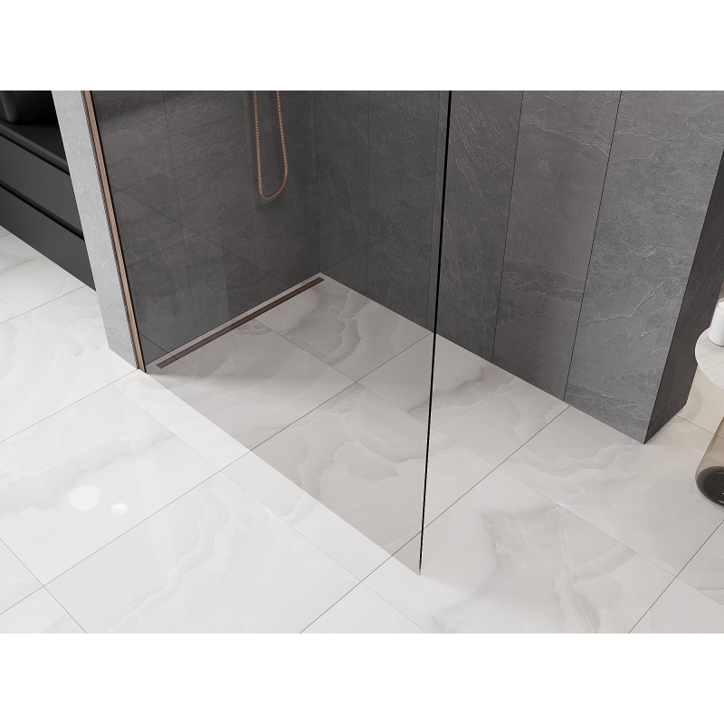 Mexen Kioto-P Walk-in zuhanyfal 70 x 200 cm, átlátszó 8 mm, kefe réz - 800-070-101-65-00-P