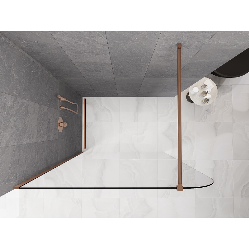 Mexen Kioto-P Walk-in zuhanyfal 90 x 200 cm, átlátszó 8 mm, szálcsiszolt réz - 800-090-101-65-00-P