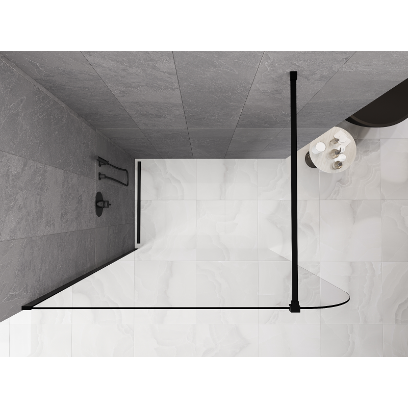 Mexen Kioto-P perete de duș Walk-in 100 x 200 cm, transparent 8 mm, negru - 800-100-101-70-00-P