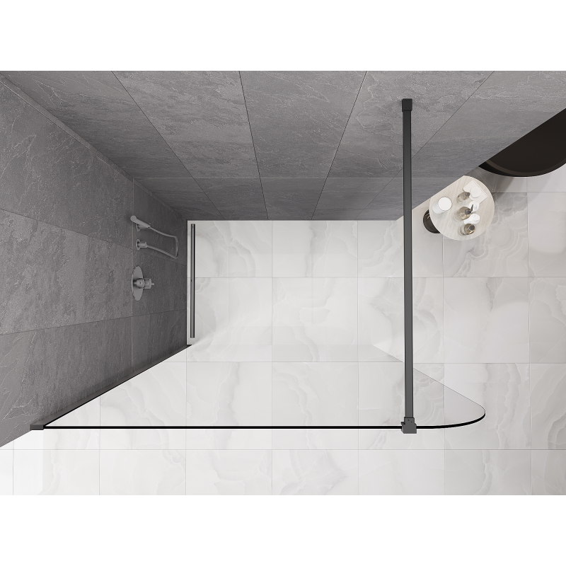 Mexen Kioto-P Walk-in zuhanyfal 100 x 200 cm, átlátszó 8 mm, pisztolyszürke - 800-100-101-95-00-P